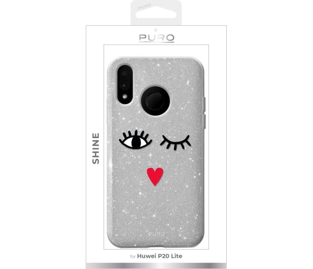 Etui Glitter EYES Shine Cover do Huawei P 20 Lite srebrne - 1383994 - zdjęcie 3